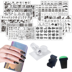 VNC nail stamp plates 16-pack offering diverse designs for DIY manicures