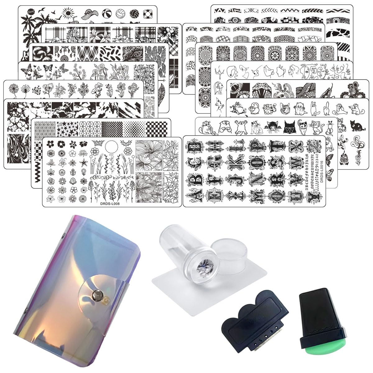 VNC plate-pattern collection with floral, leaves, and animal designs