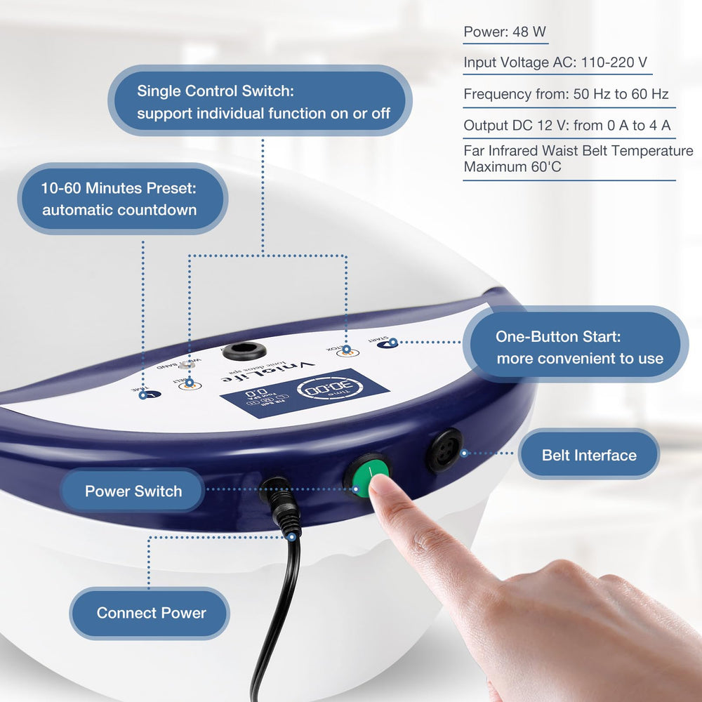 VnioLife Ionic Foot Bath Detox Machine control panel with LCD display for precise timing