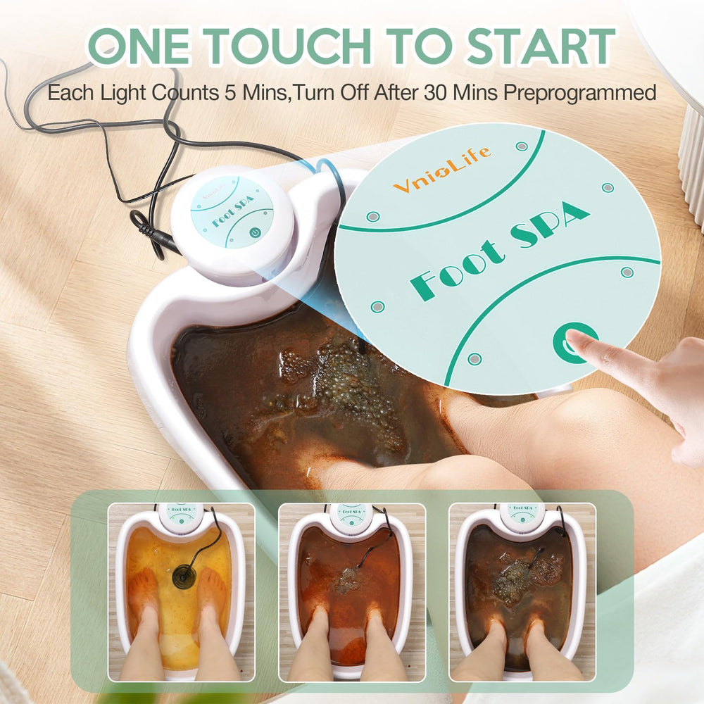 VnioLife Ionic Foot Bath with digital timer showcases ease of use