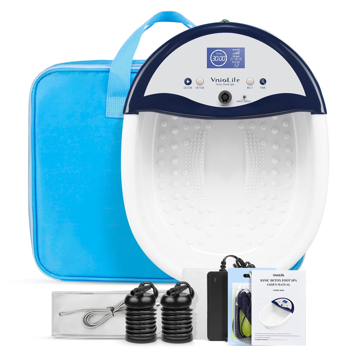 VnioLife Ionic Foot Bath Detox Machine front view for at-home spa sessions