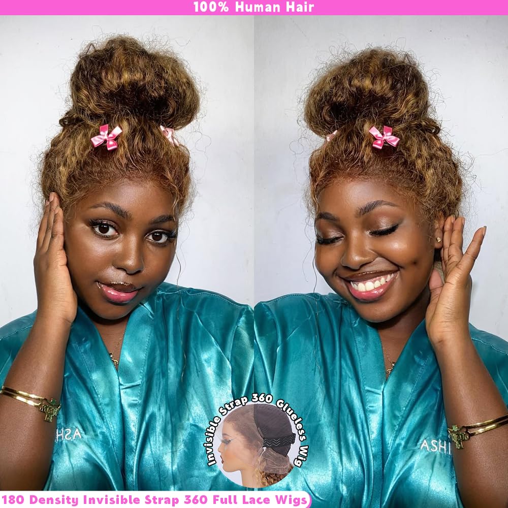 VNLQJXX Honey Blonde 360 lace front wig back view shows full silhouette