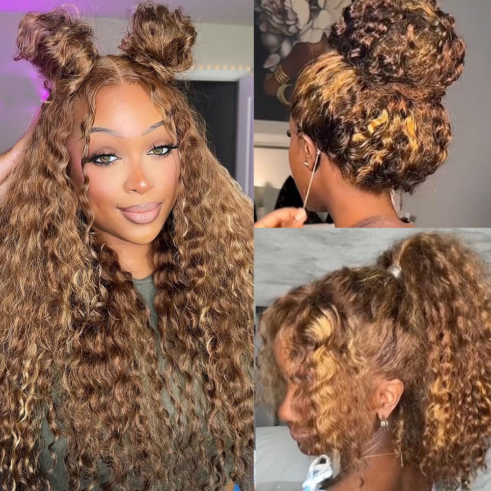 VNLQJXX Honey Blonde 360 lace front wig front view for natural parting
