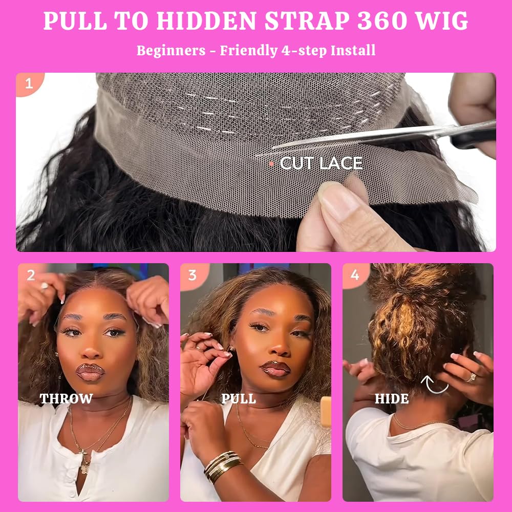 VNLQJXX Honey Blonde 360 wig ombre detail on color transition