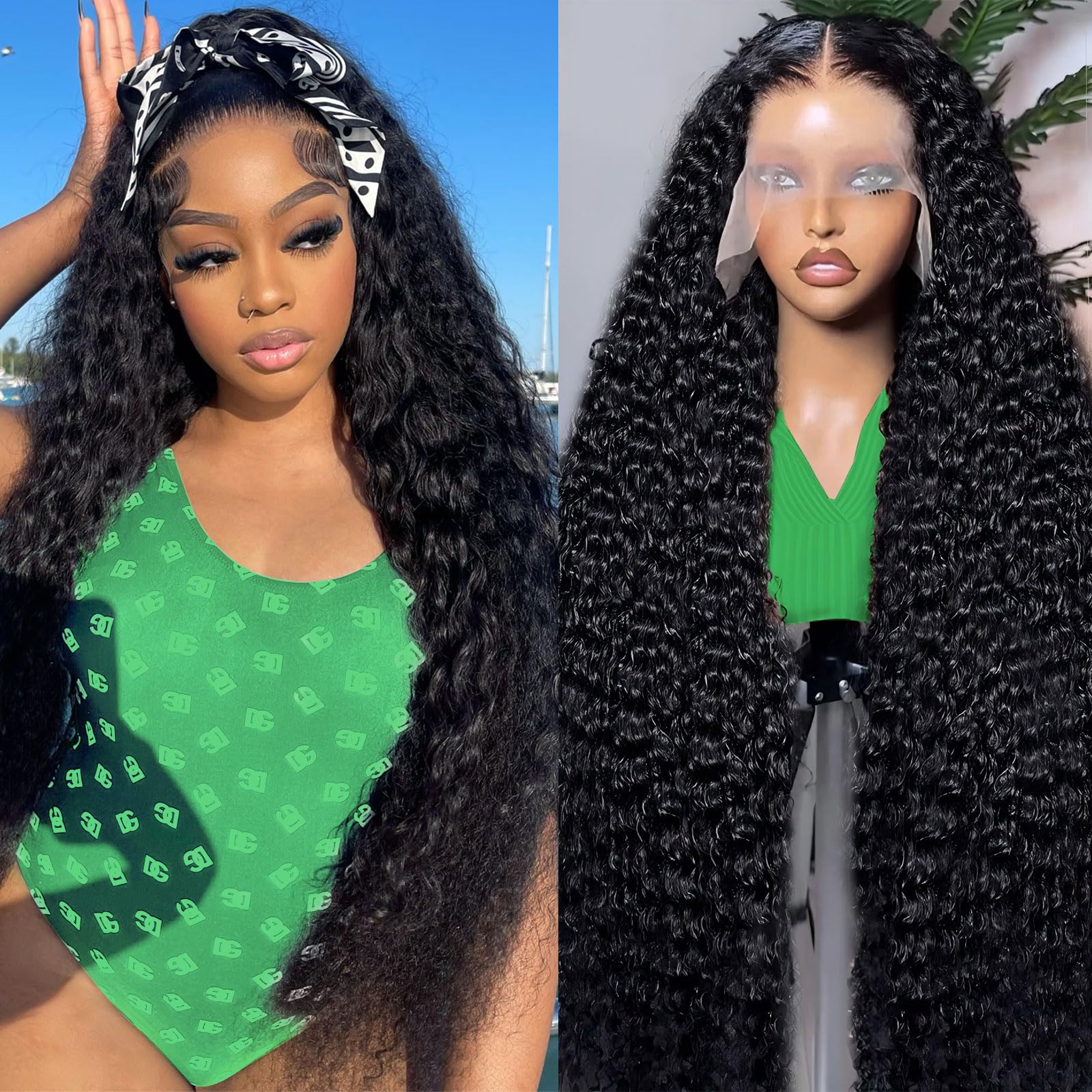 Vnrtkkn deep-wave lace-front wig closeup shows natural texture for daily wear.