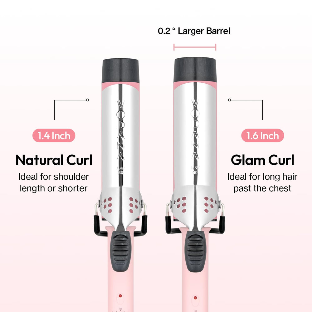 Vodana GlamWave pink ceramic plates close-up shows gentle heat for minimized damage.