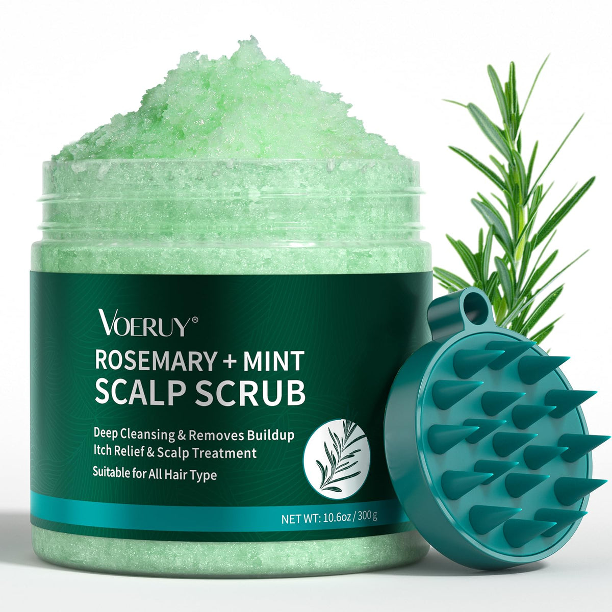VOERUY rosemary scalp scrub bottle for refreshing exfoliation on scalp