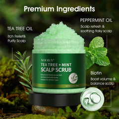 VOERUY peppermint oil droplets indicate cooling relief for itching.