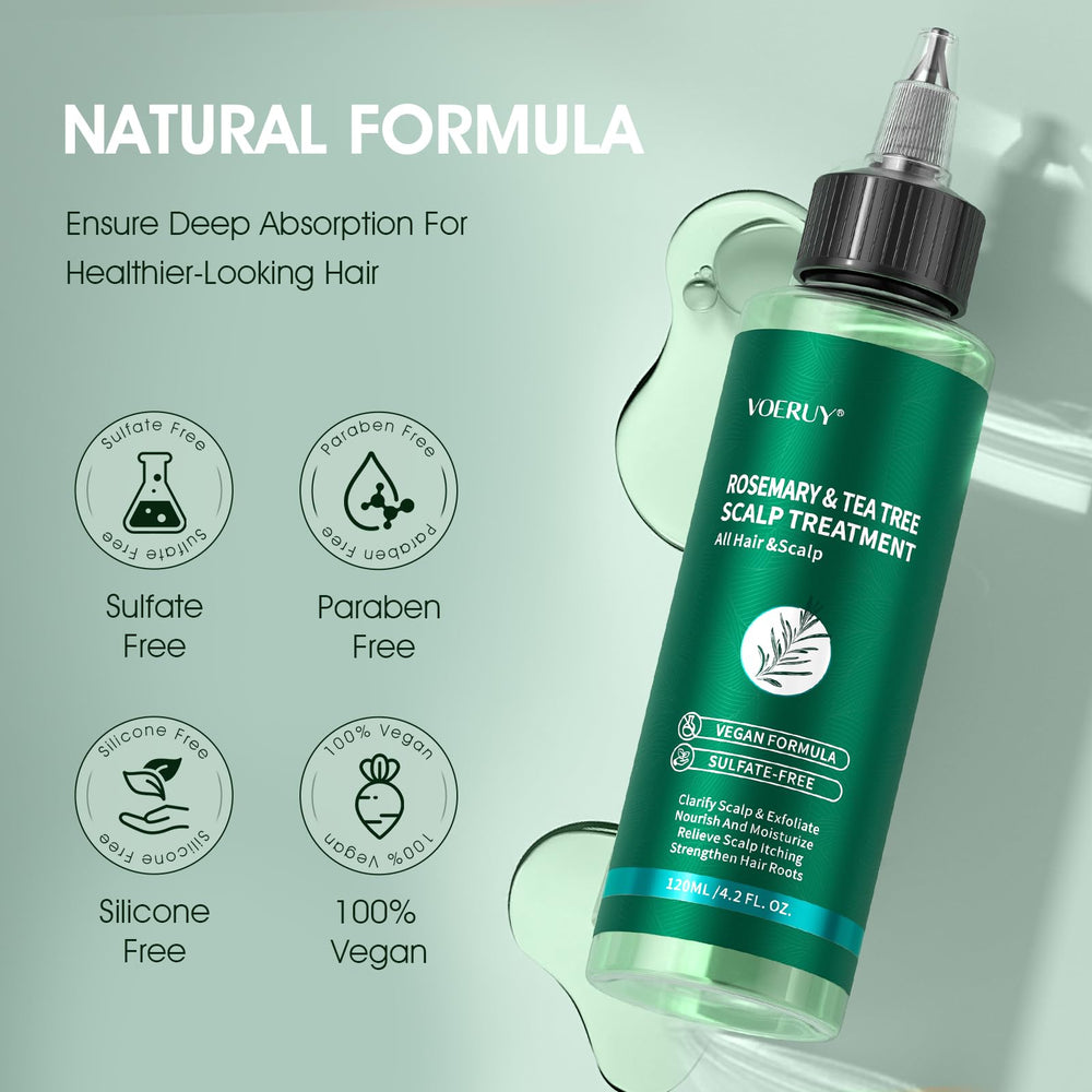 VOERUY Scalp Treatment application on scalp illustrates massage in routine.