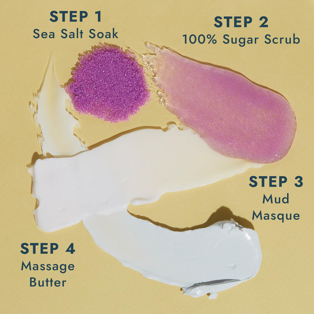 VOESH Pedi in a Box packaging opened to reveal all four steps