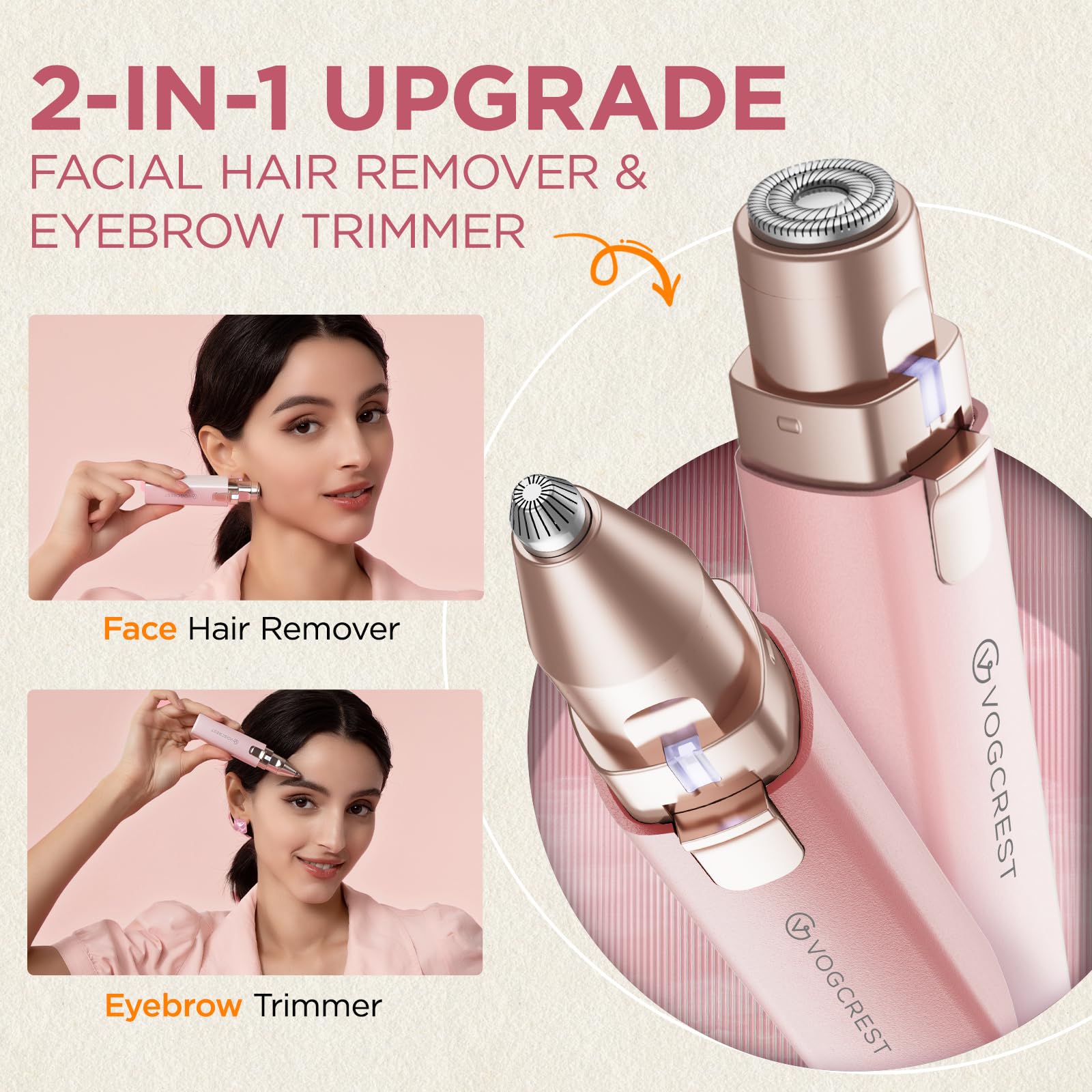 VG VOGCREST 2in1 eyebrow and facial hair remover for precise shaping and touch-ups