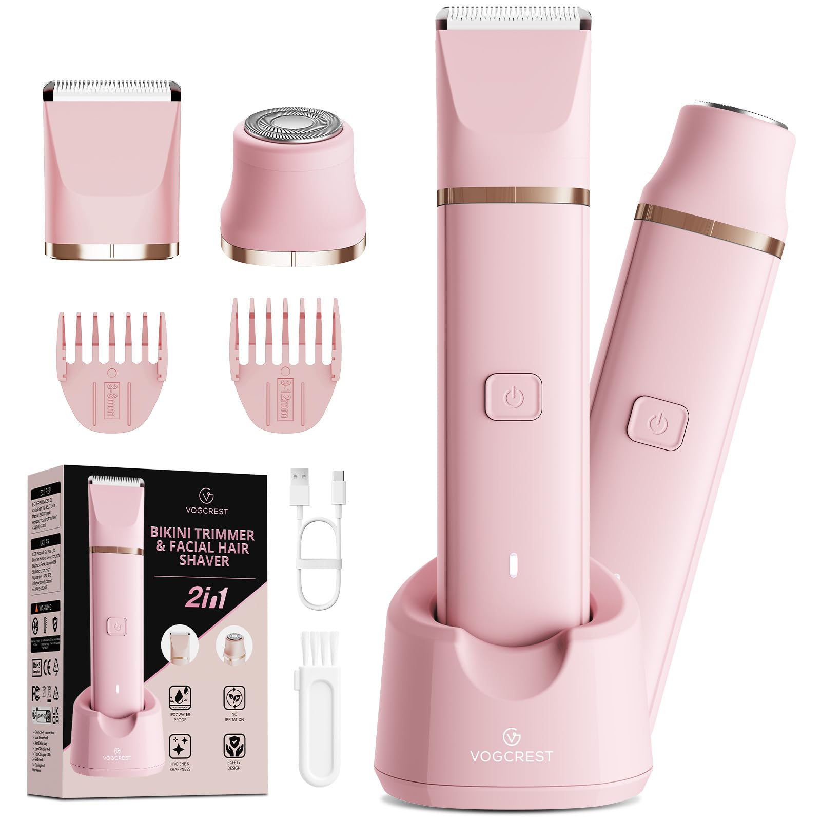 VG VOGCREST bikini trimmer waterproof in shower for versatile wet or dry grooming.