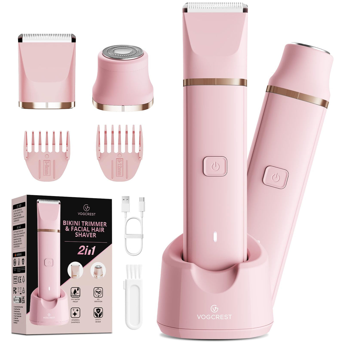 VG VOGCREST bikini trimmer waterproof in shower for versatile wet or dry grooming.