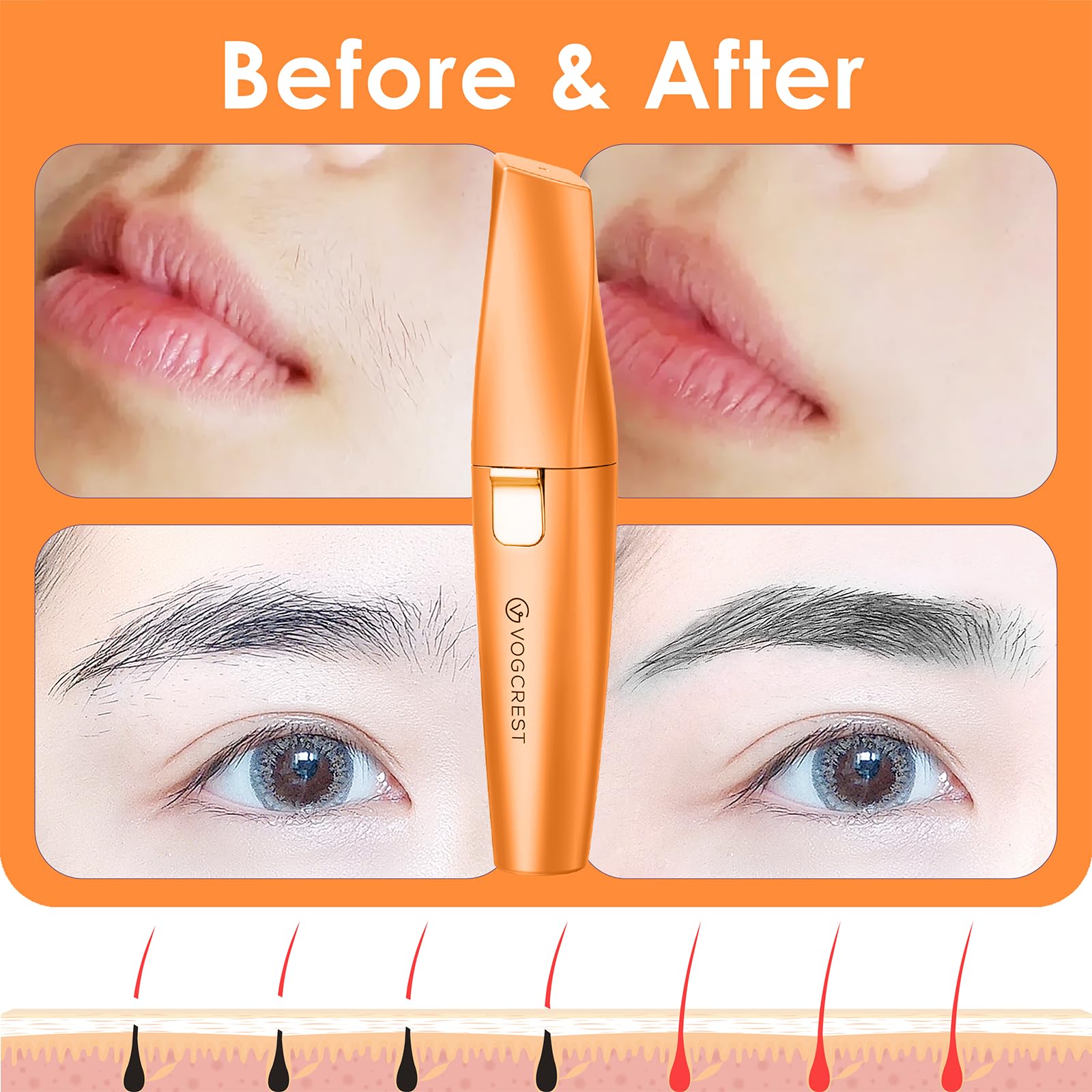 VG VOGCREST Eyebrow Facial Trimmer hypoallergenic-skin safe for sensitive areas.