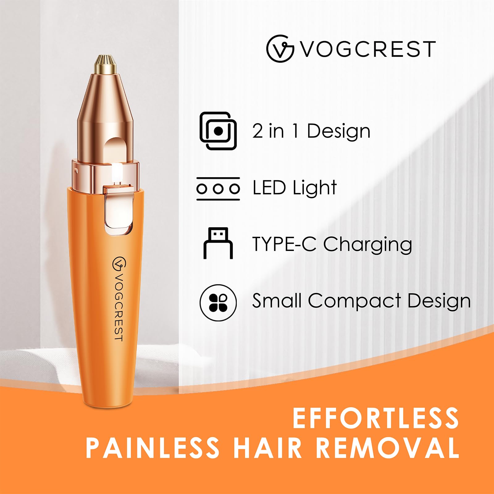 VG VOGCREST Eyebrow Facial Trimmer led-light-visibility helps see fine hairs clearly.
