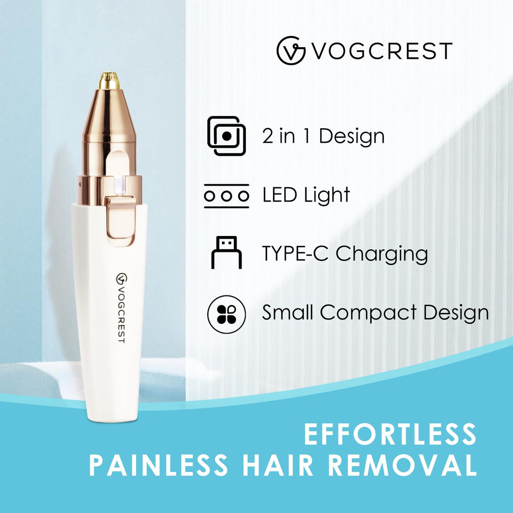 VG VOGCREST-built-in-led-light close-up guides precise hair removal along curves.