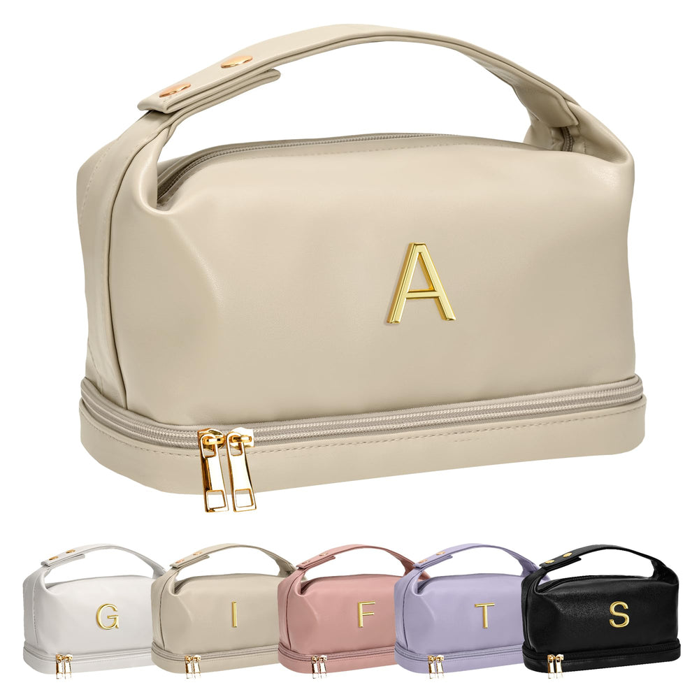 Vogewood initials-design makeup bag with hearts, perfect personalized gift idea for her.