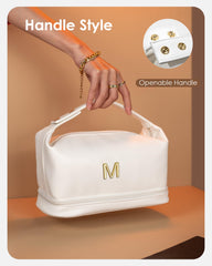 Vogewood makeup bag wide-handle eases carry and on-the-go use