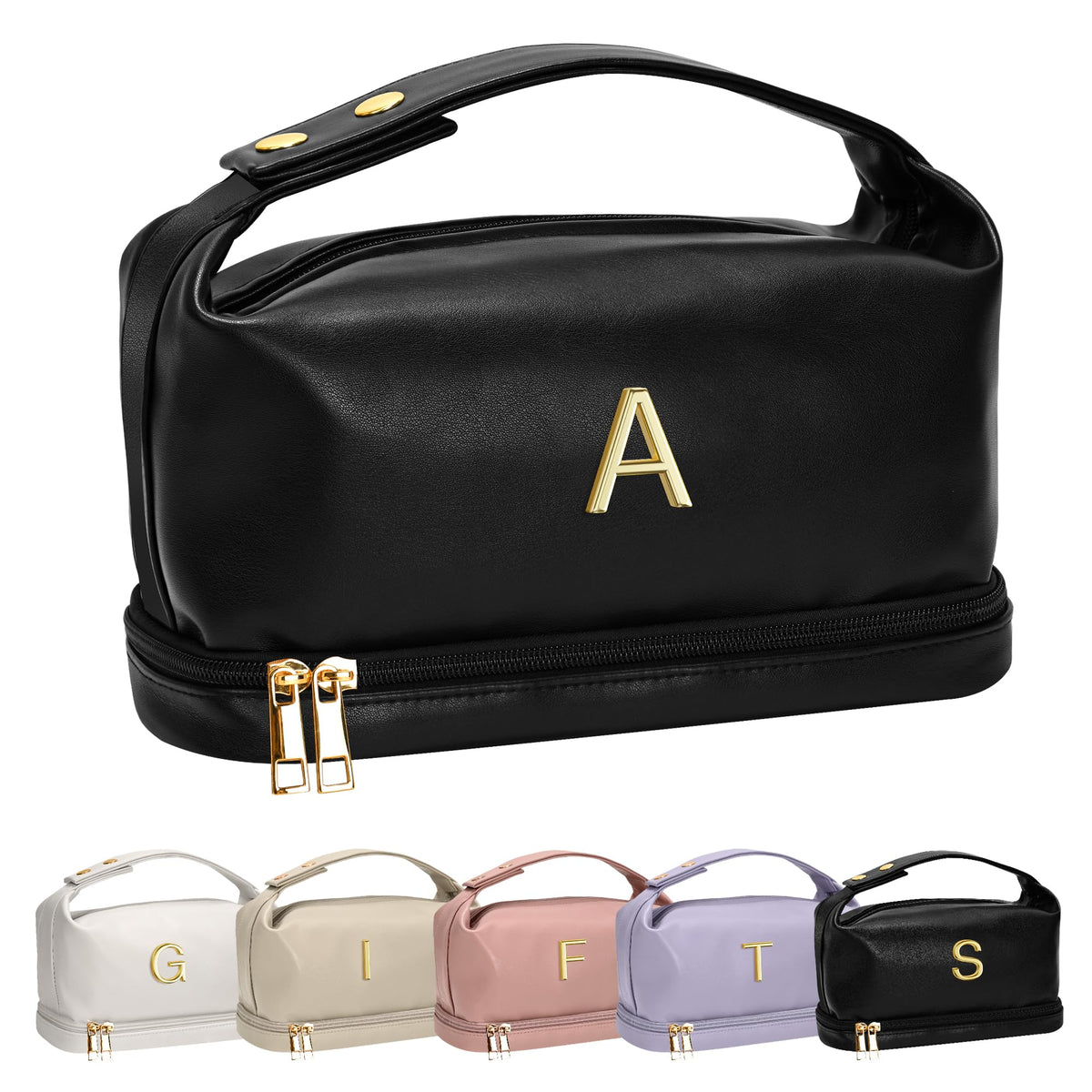 Vogewood monogram makeup bag double-layer storage for cosmetics on the go