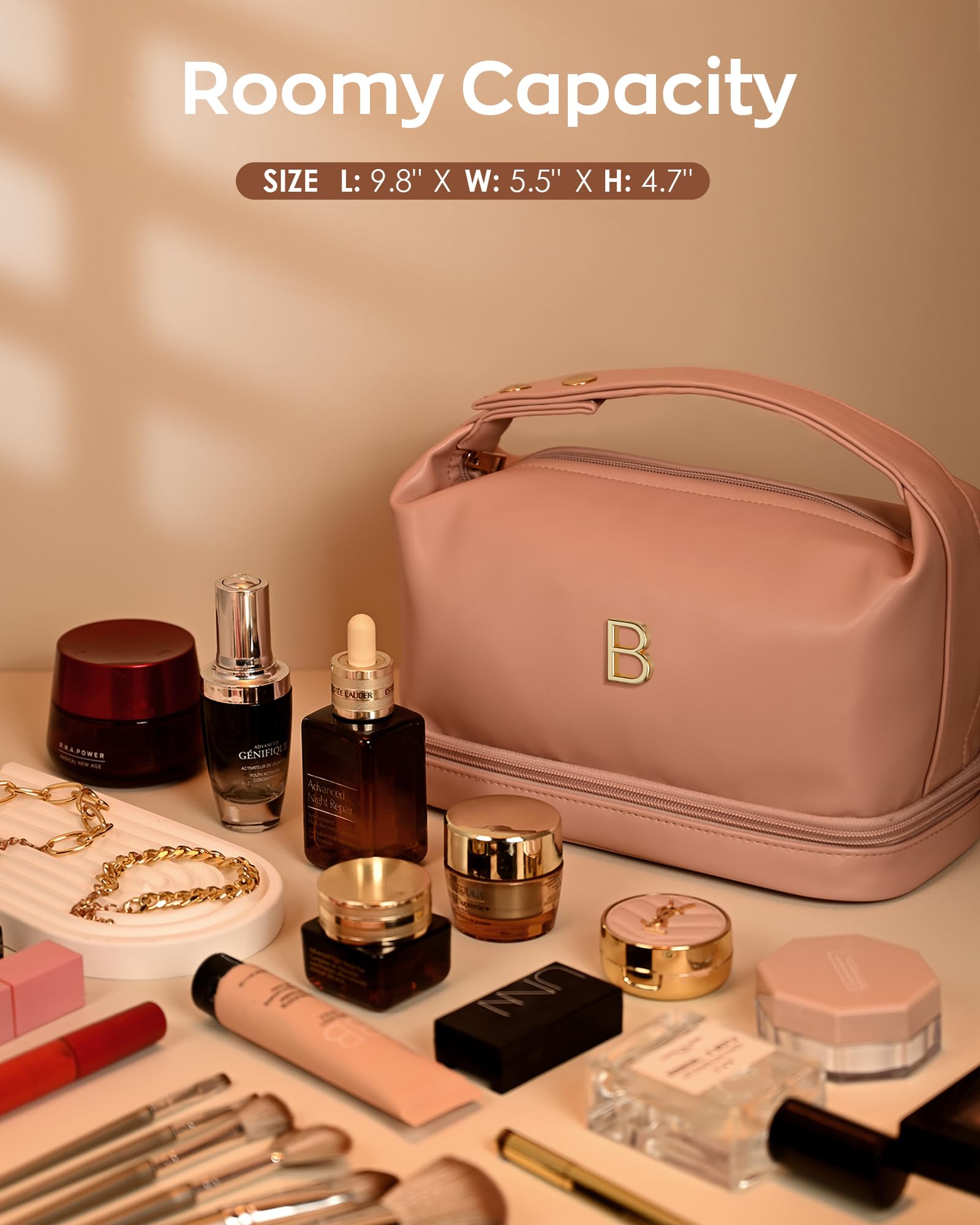 Vogewood PU leather travel toiletry bag soft and waterproof protection
