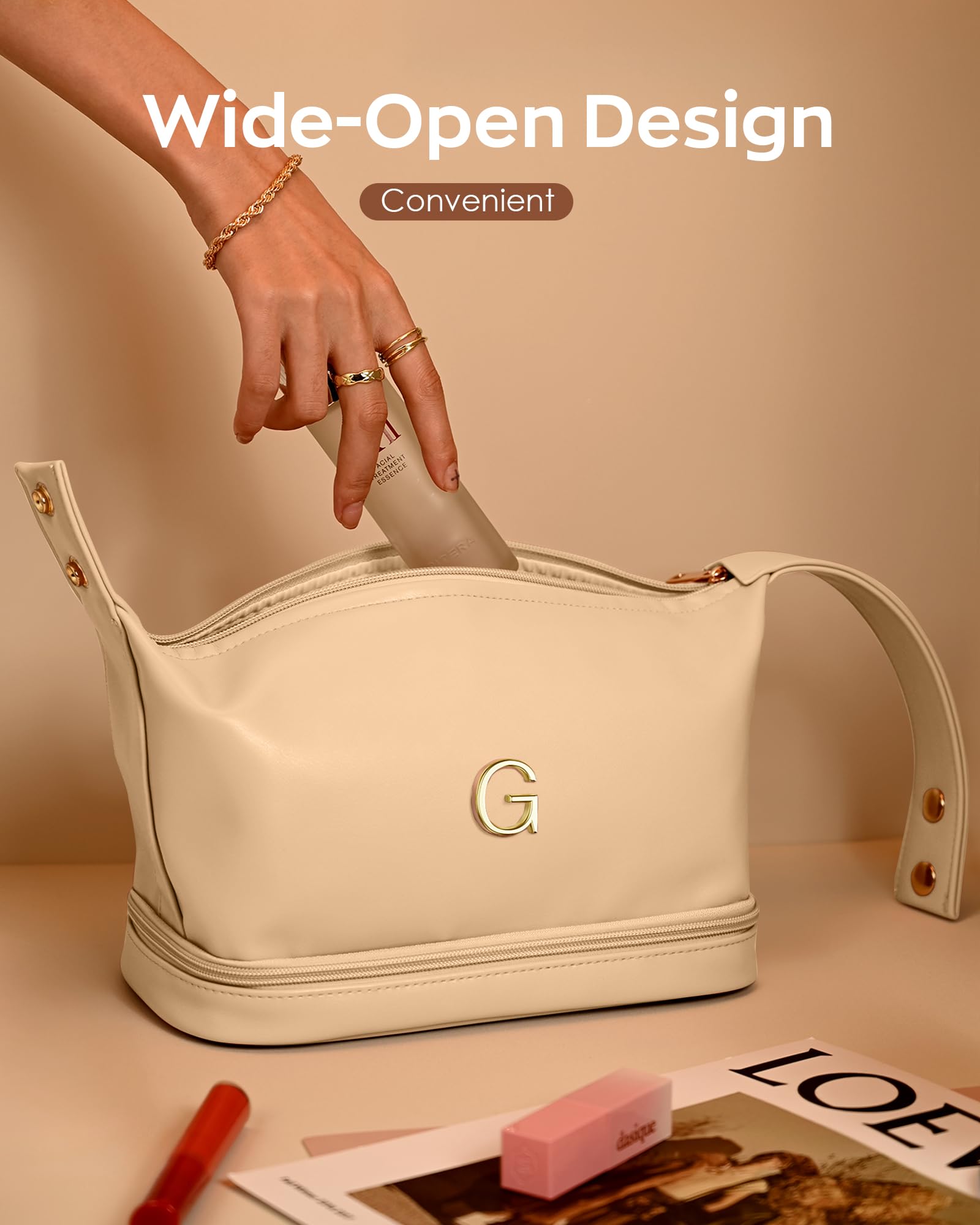 Vogewood waterproof PU leather bag protects contents from splashes.