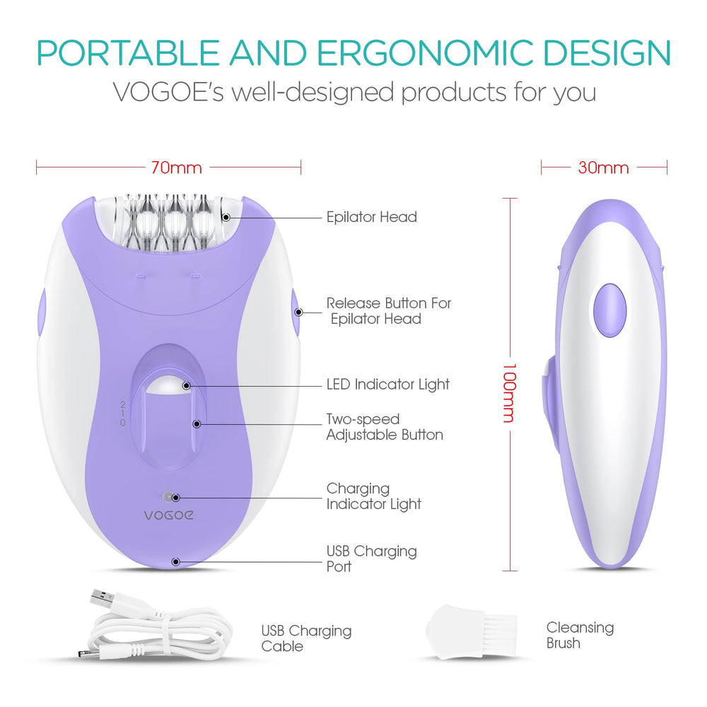 VOGOE epilator compact design for home or travel