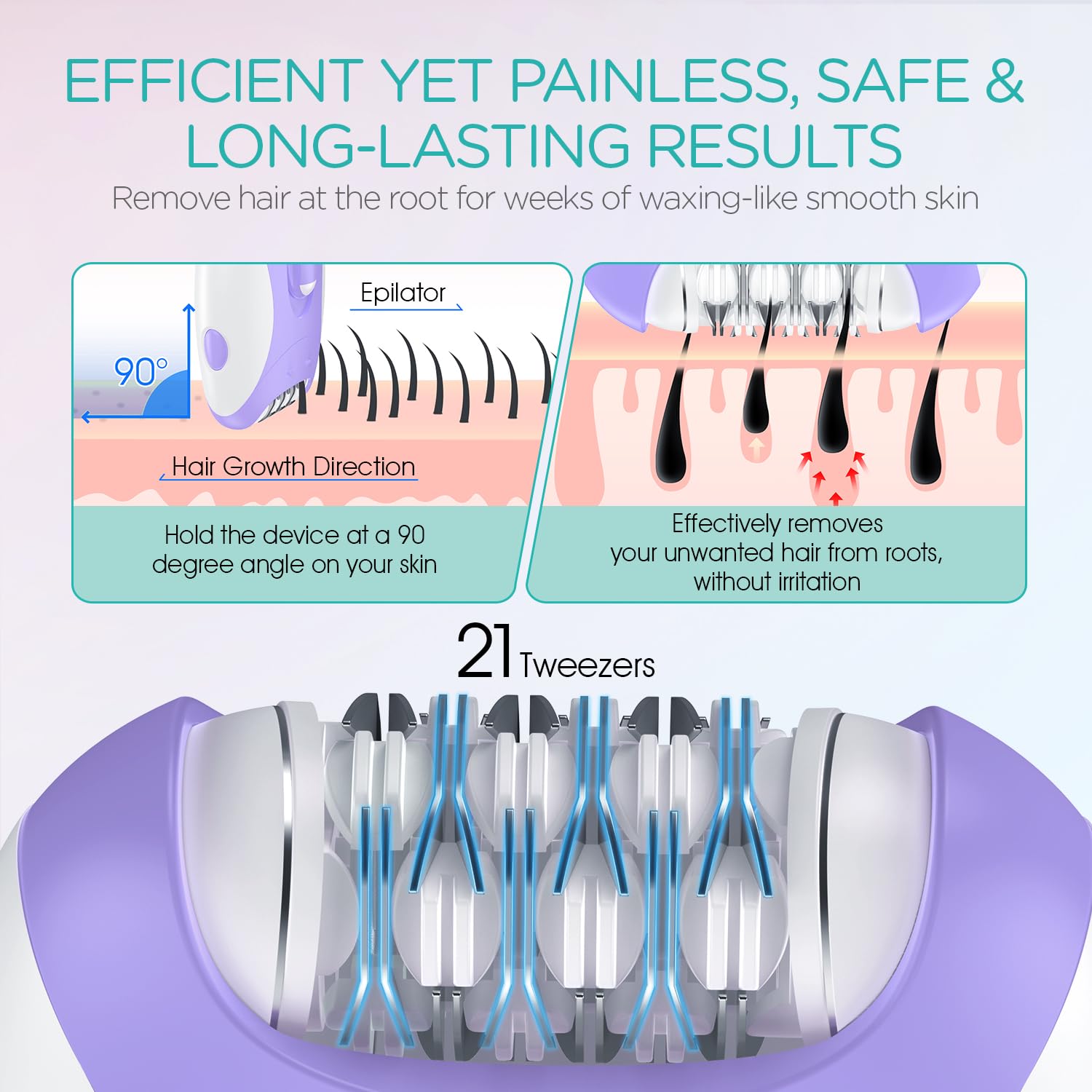 VOGOE epilator dual speeds dial supports gentle arms or strong legs