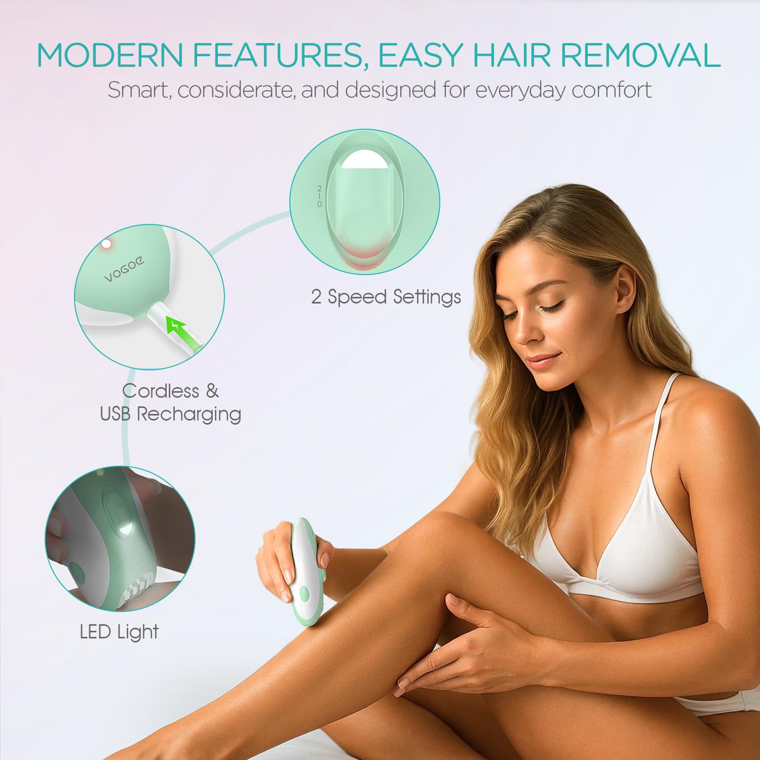 VOGOE HR310 cordless design for easy grooming anywhere