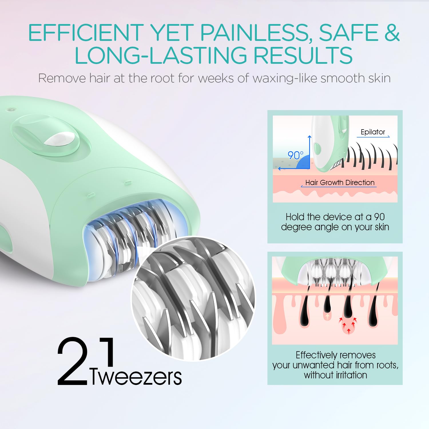 VOGOE HR310 massage roller reducing irritation during epilation