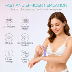 VOGOE epilator LED light illuminates skin for precise visibility