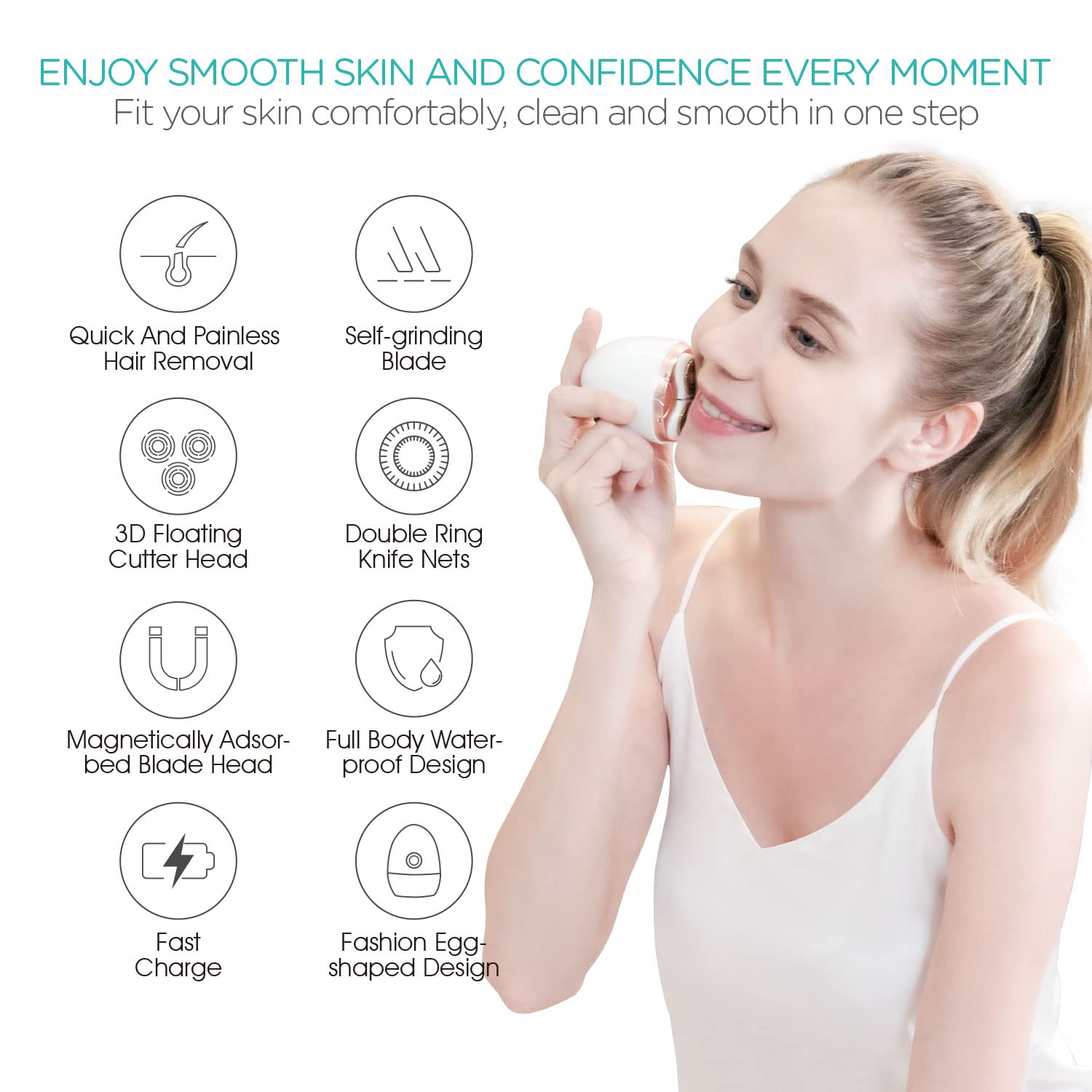 VOGOE ES300 3D double-track cutter net for smooth skin glide.