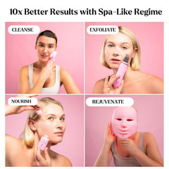 VogueNow Deep facial cleansing brush demonstrates surface-level cleaning compatible with mask routines