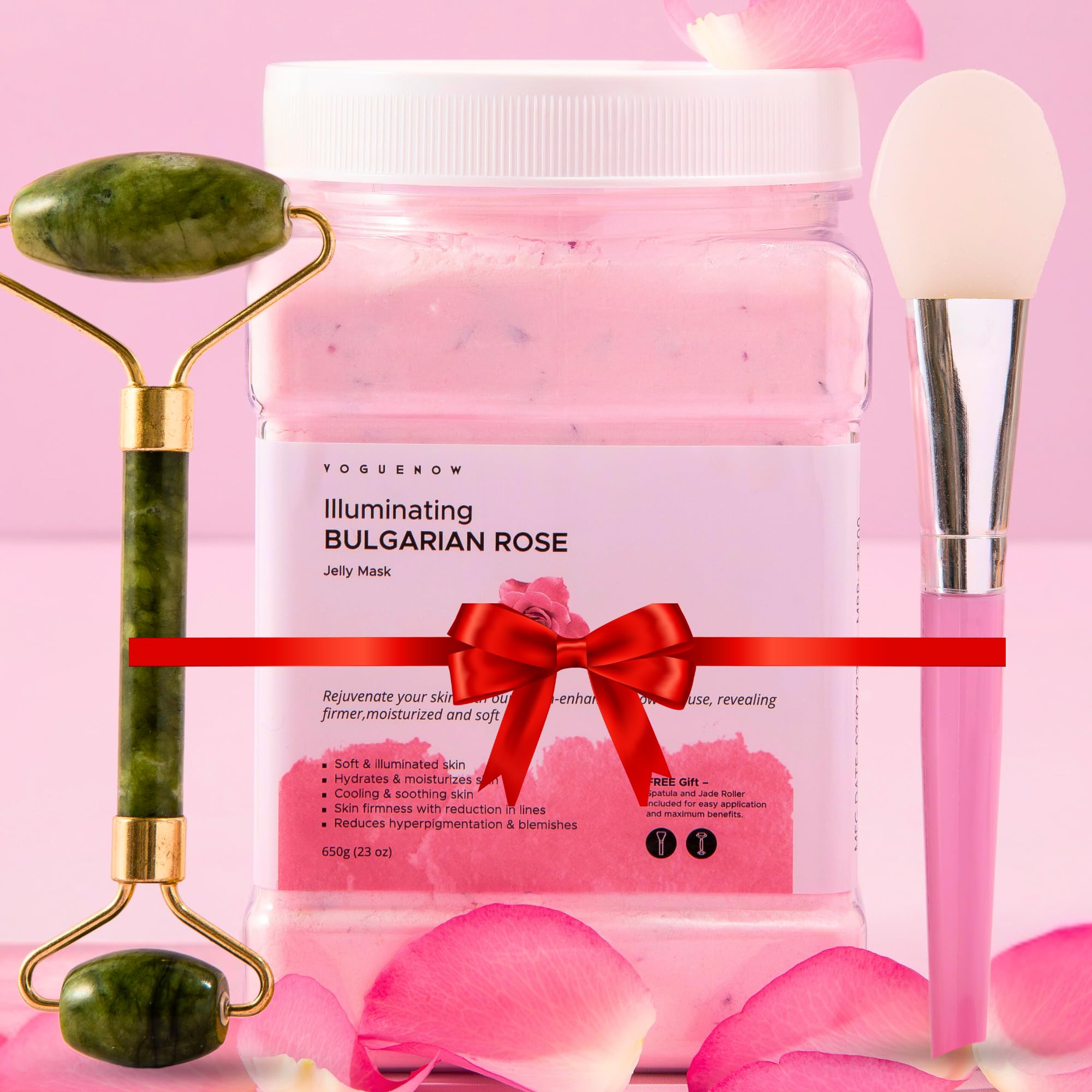 VogueNow jelly mask Bulgarian rose powder ready to mix for hydrating at-home care.