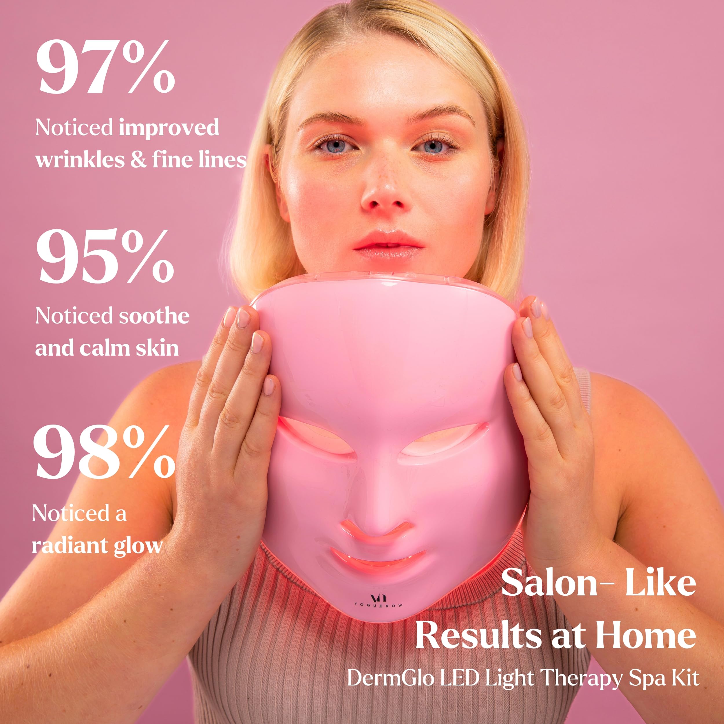 VogueNow LED Face Mask color spectrum shows seven colors for targeted skincare possibilities