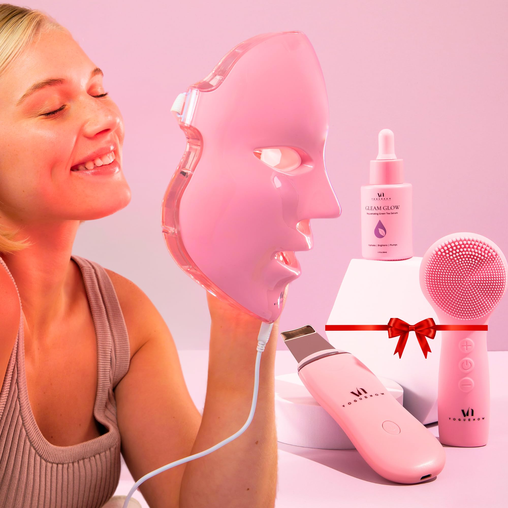 VogueNow LED Face Mask front view for at-home spa-like light therapy benefits