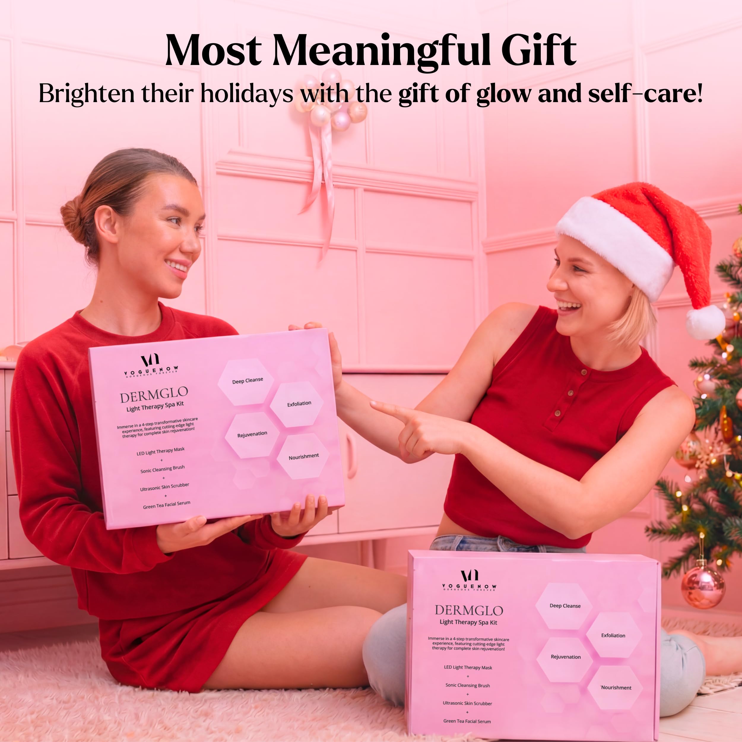 VogueNow LED Mask spa session image highlights soothing, customizable light therapy at home