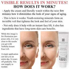VOIBELLA BEAUTY Instant Face Lift Cream applied on face for wrinkle smoothing