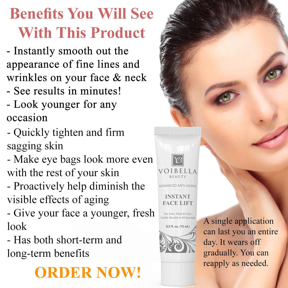 VOIBELLA BEAUTY Instant Face Lift Cream dispensing pump for easy application