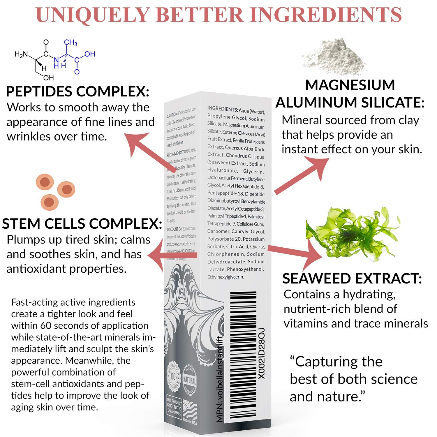 VOIBELLA BEAUTY Instant Face Lift Cream near eye area for refreshed look