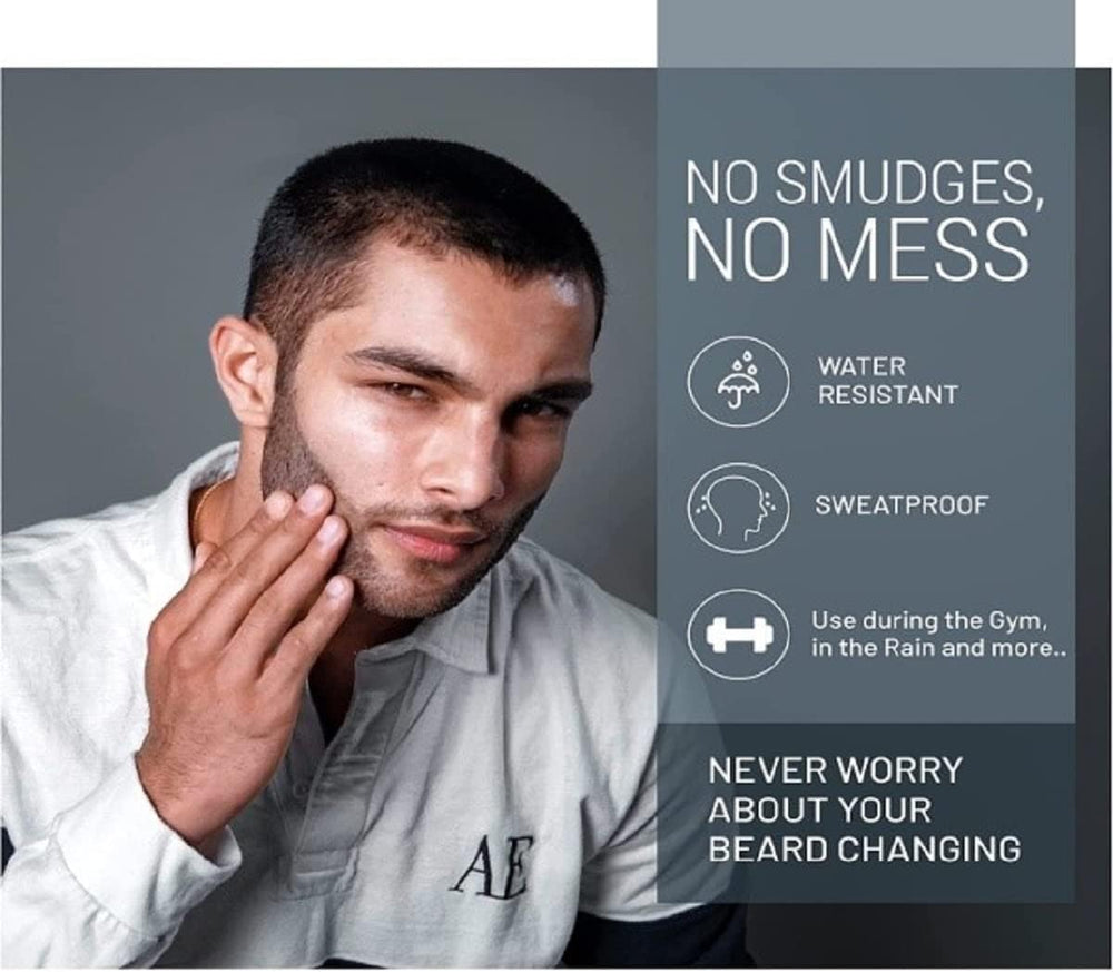 VOID Homme beard pencil filler black built-in-brush enables fast blending for a natural look.