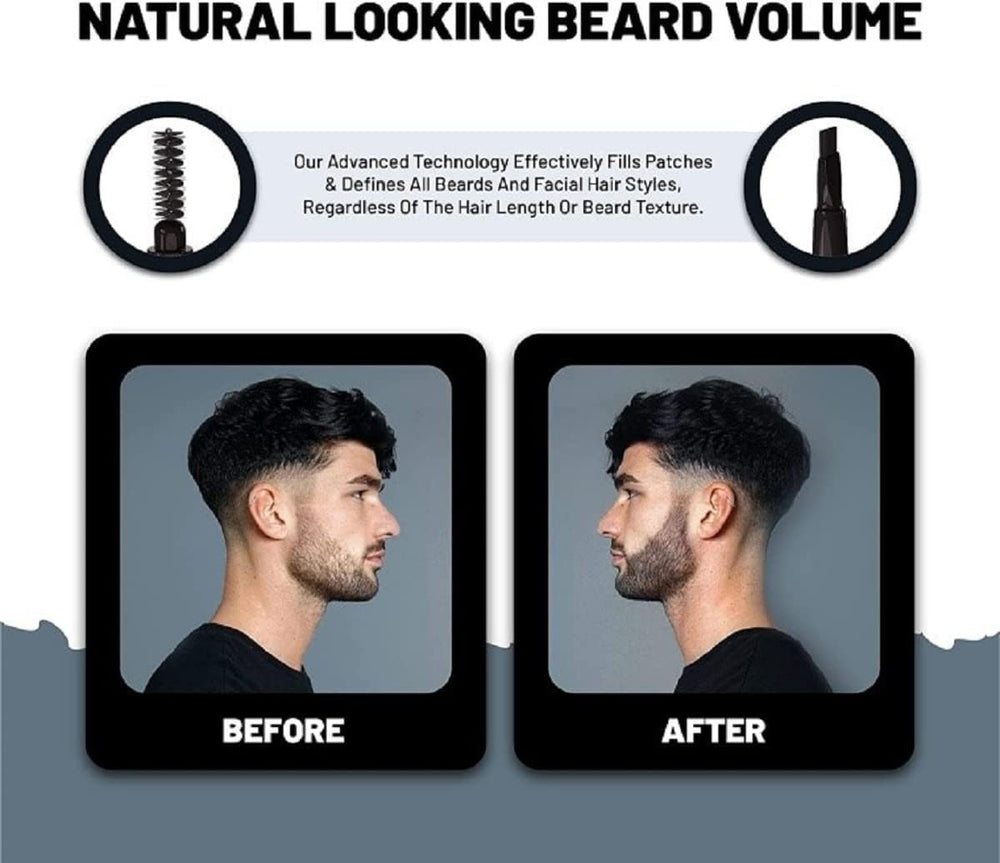 VOID Homme beard pencil filler black tip-detail showcases precise application for patchy areas.