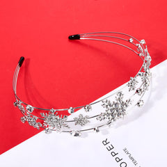 Vokone Snowflake Headband Silver Crystal Detail highlights rhinestone shine for evening events.
