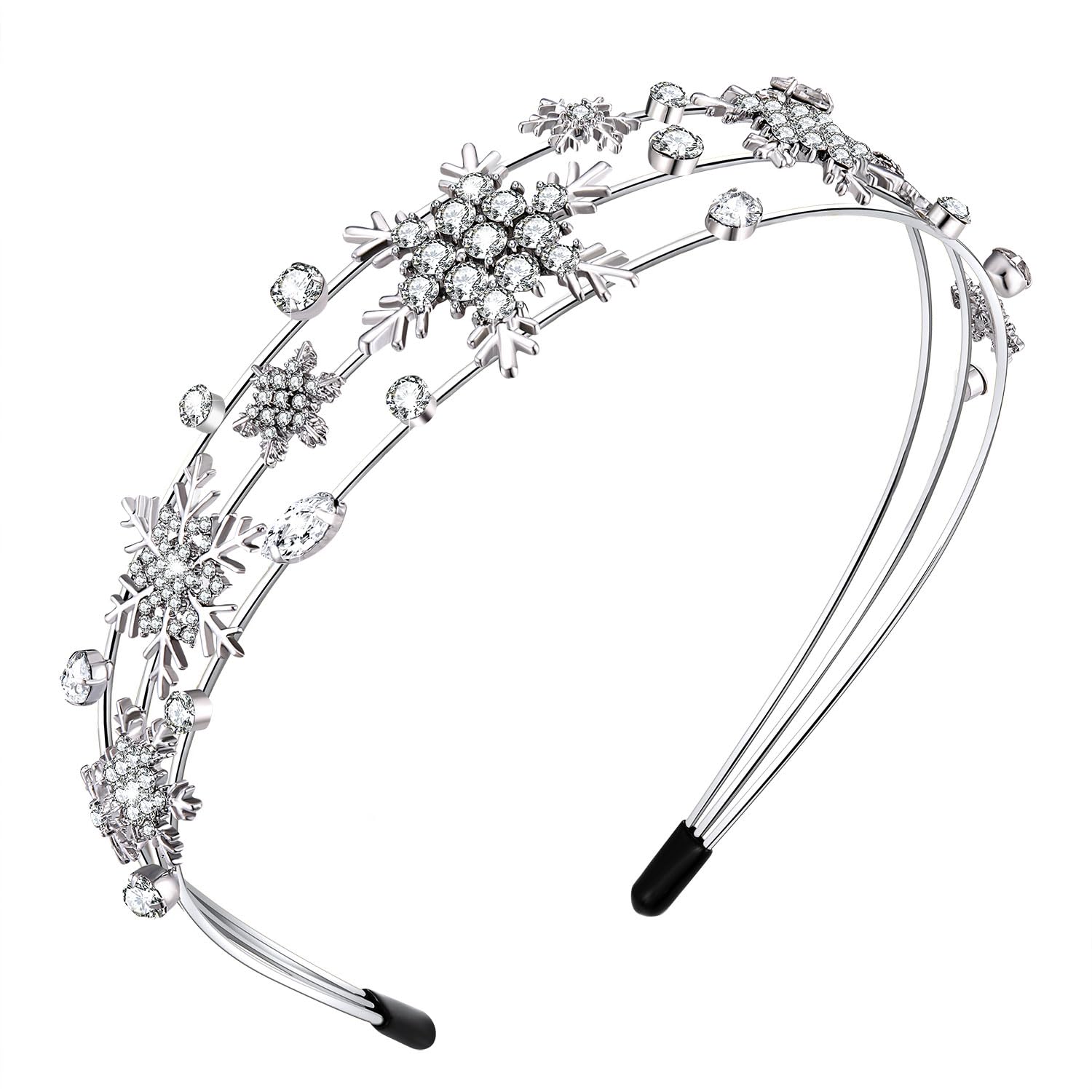 Vokone Snowflake Headband Silver Multi-Layer Front view adds festive sparkle for party styling.
