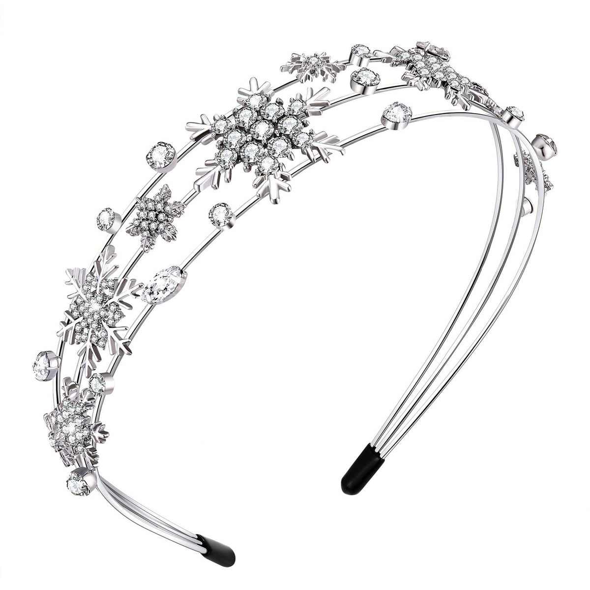 Vokone Snowflake Headband Silver Multi-Layer Front view adds festive sparkle for party styling.