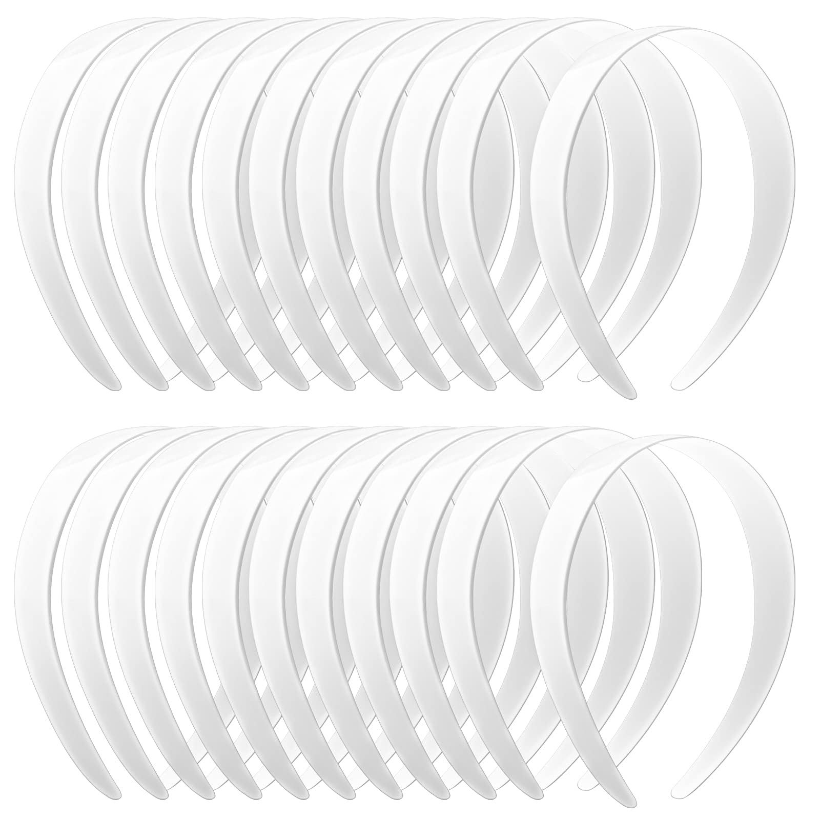 VOKOY 24-pack white headbands at 1 inch width for comfortable all-day wear