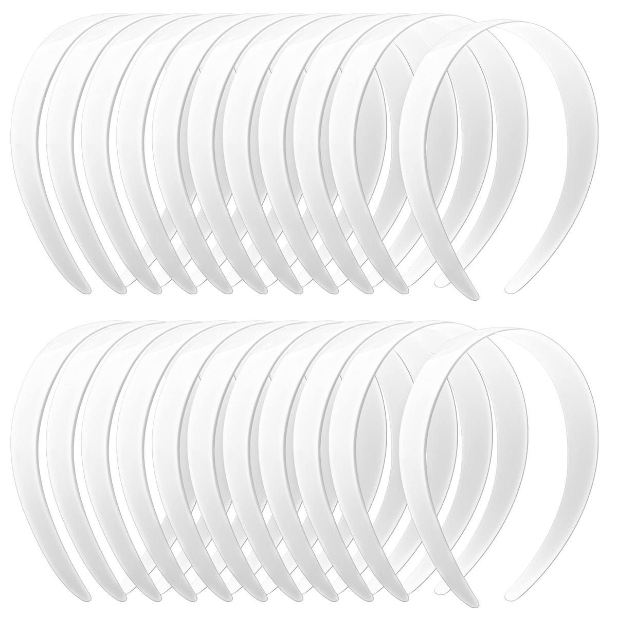 VOKOY 24-pack white headbands at 1 inch width for comfortable all-day wear