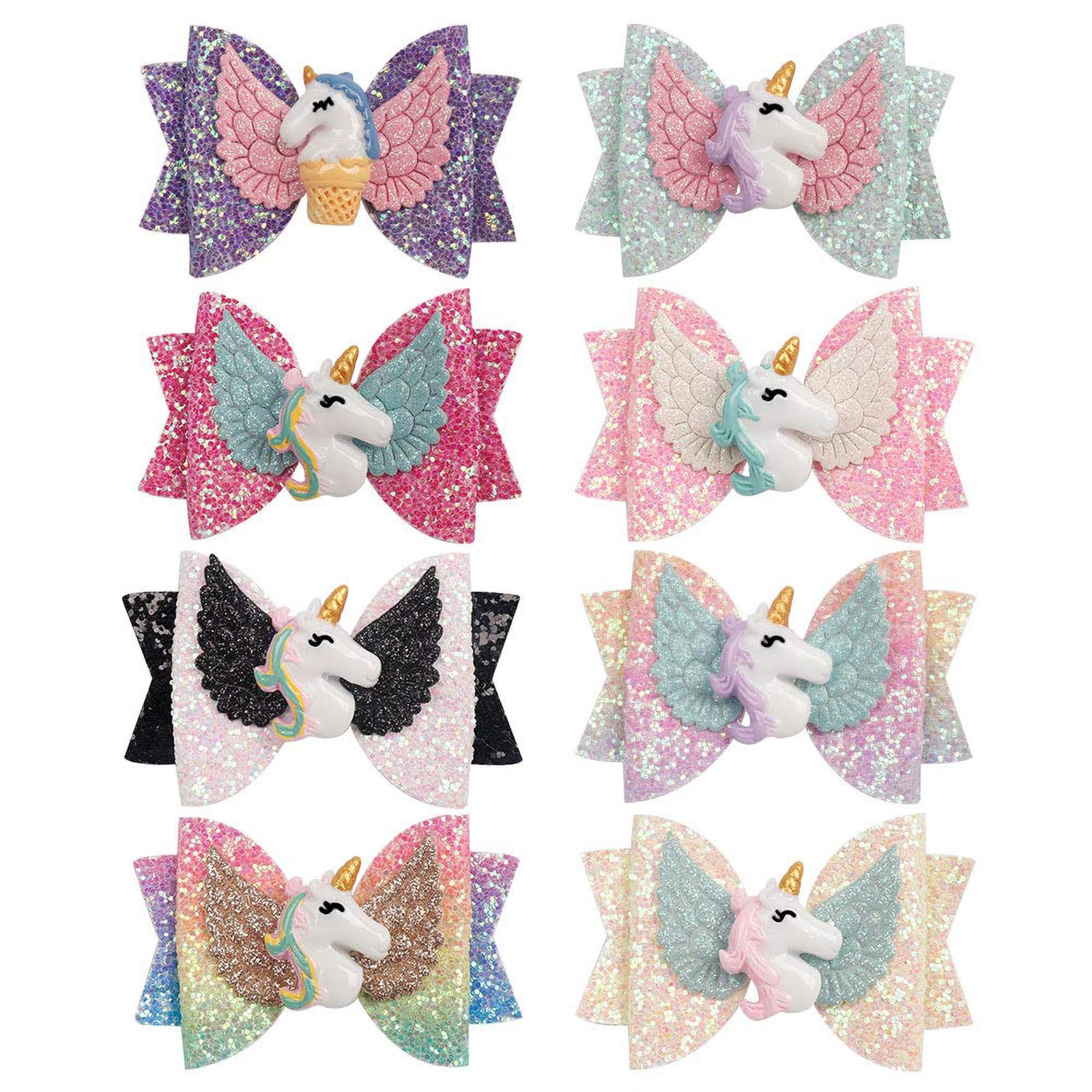 Volepet unicorn bows 3in glitter clip keeps toddler hair secure with sparkle.