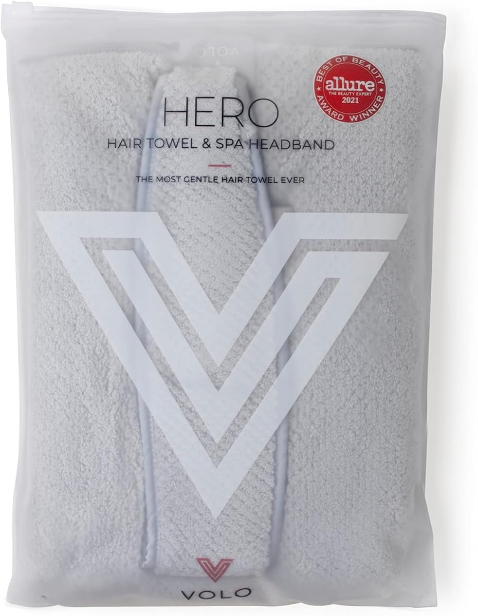 VOLO Hero Hair Towel Luna Gray dries hair faster with gentle nanoweave microfiber
