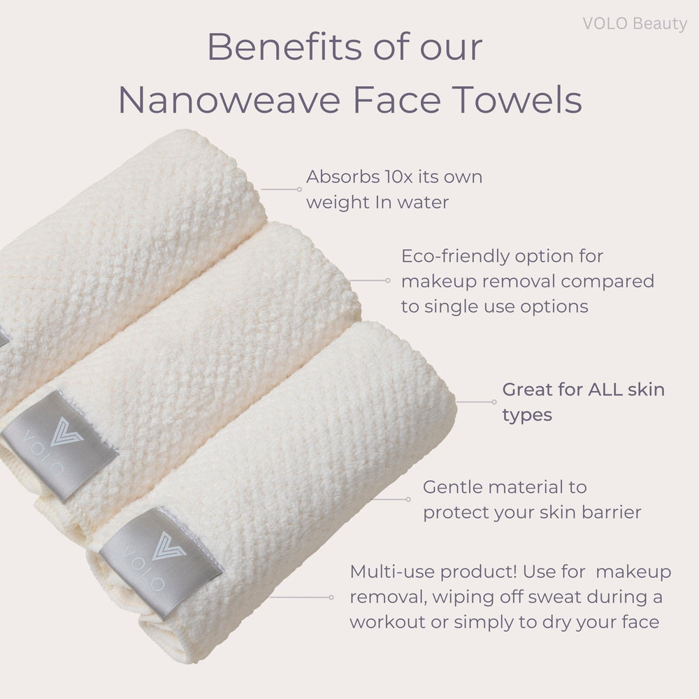 VOLO Hero Luna Gray Face Towel demonstrates high absorbency during makeup removal.