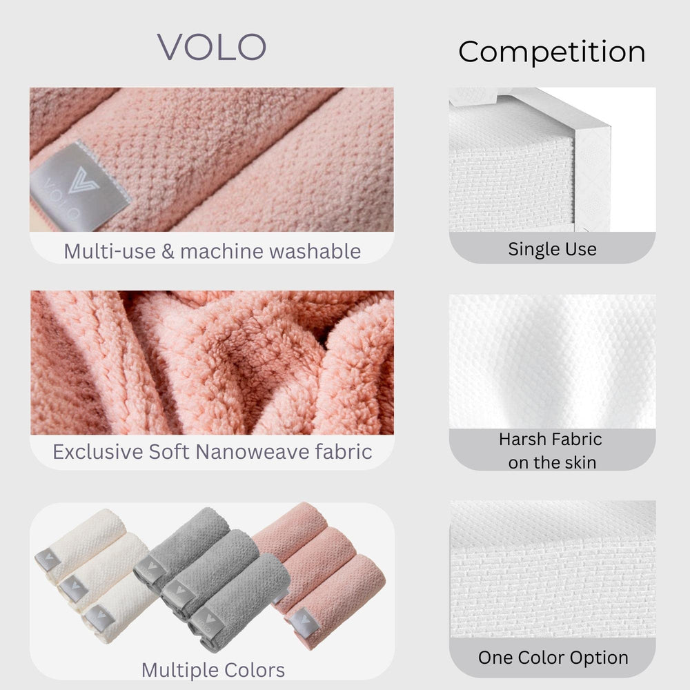 VOLO Luna Gray Face Towel texture shows soft plush microfiber fabric for gentle drying.